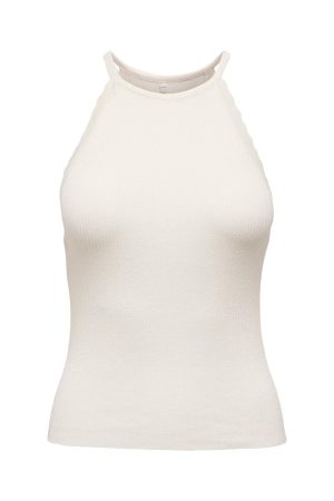 Only - Onlgemma Sl Scallop Hltneck Top Knt - 4193002 Cloud Dancer