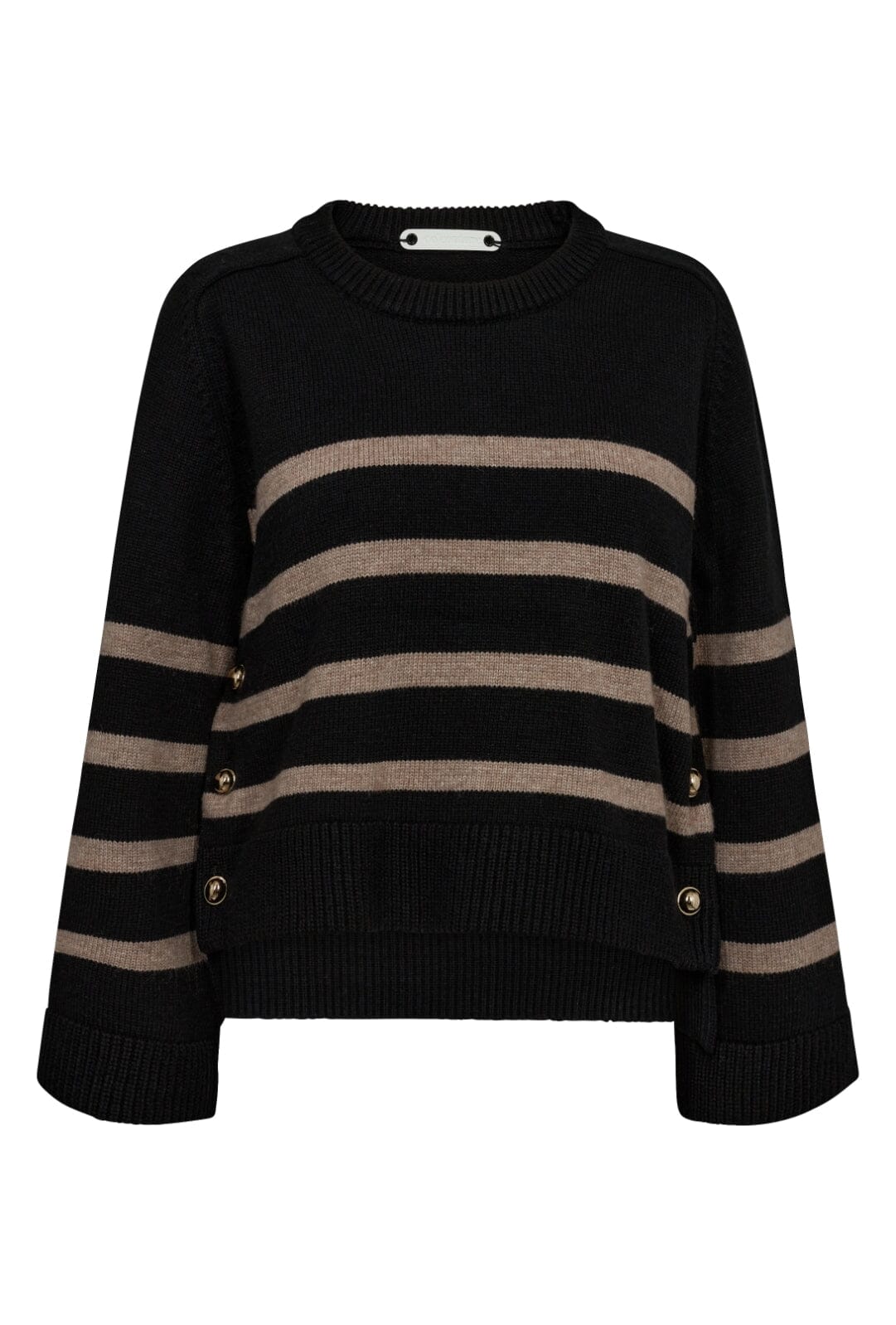 Co´couture - Majacc O-Button Stripe Knit 32148 - 96 Black Hot på udsalg