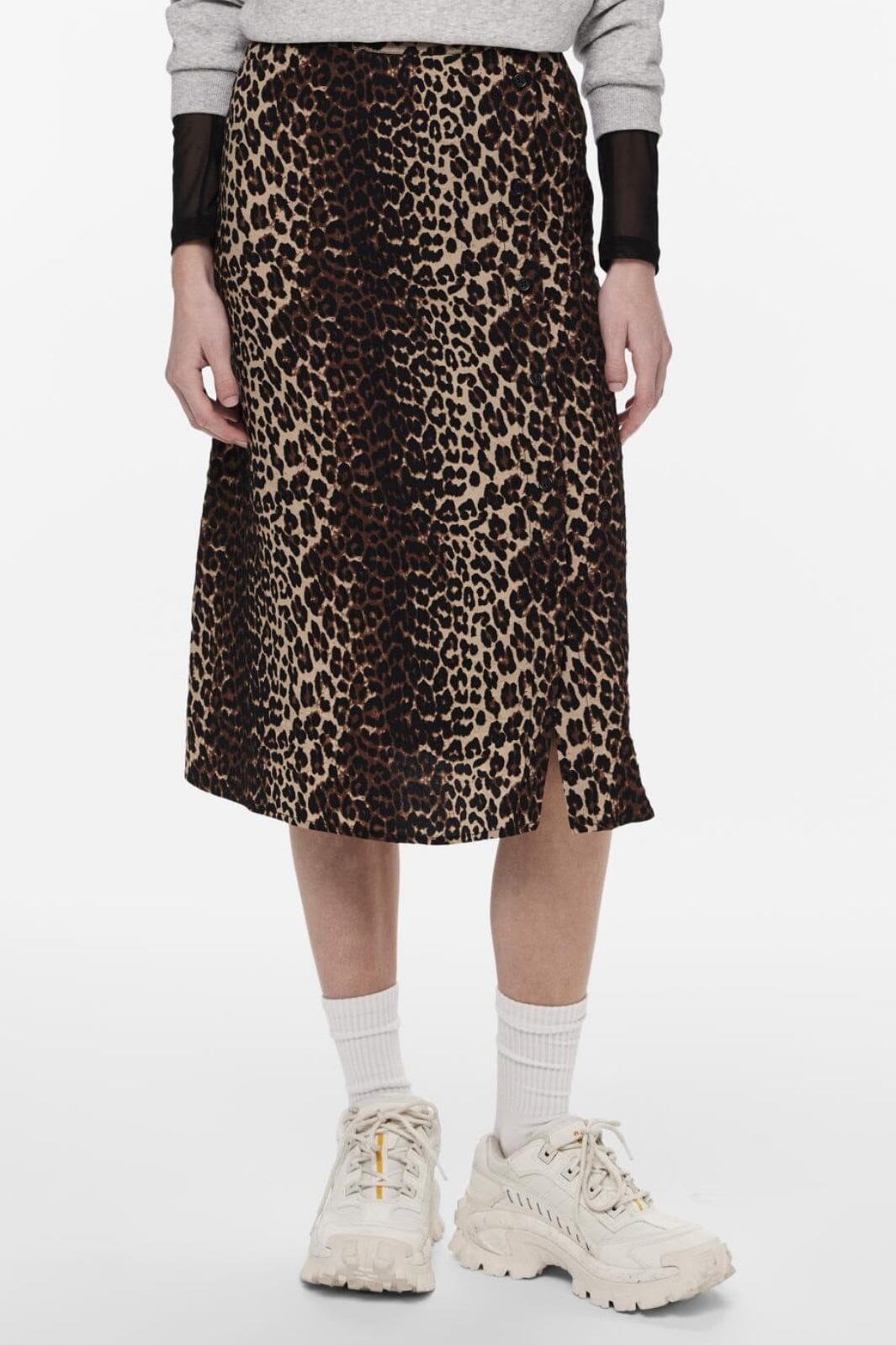 Pieces - Pcmellisa Ankle Button Skirt - 4427357 Black Leo