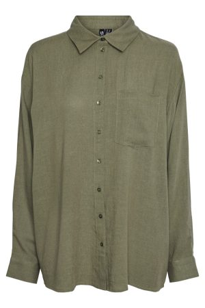 Pieces - Pcpia Ls Loose Shirt - 4476662 Deep Lichen Green Online