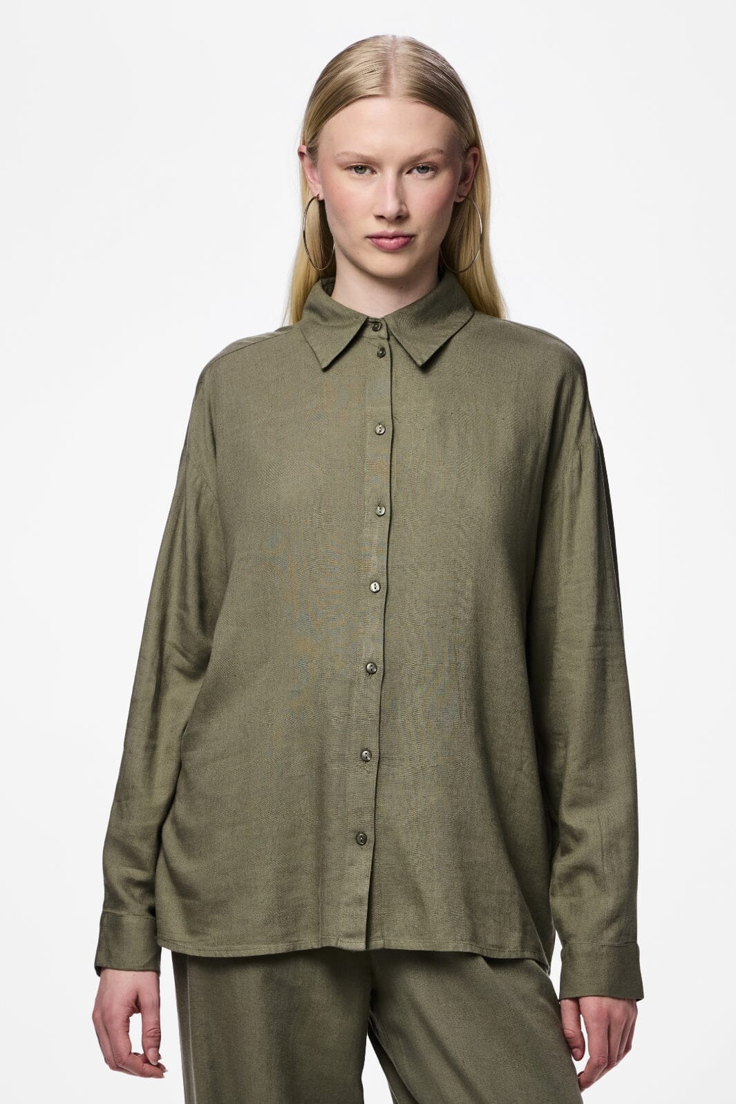 Pieces - Pcpia Ls Loose Shirt - 4476662 Deep Lichen Green Online