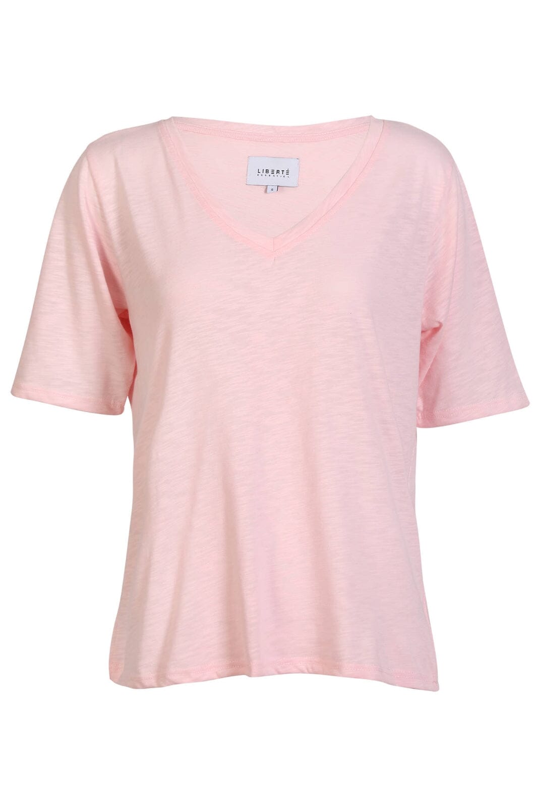 Forudbestilling - Liberte - Ulla-Ss-Vneck-Tshirt 21675 - Light Rose