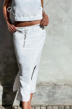Forudbestilling - Neo Noir - Noa Linen Skirt 159936 - 120 - White