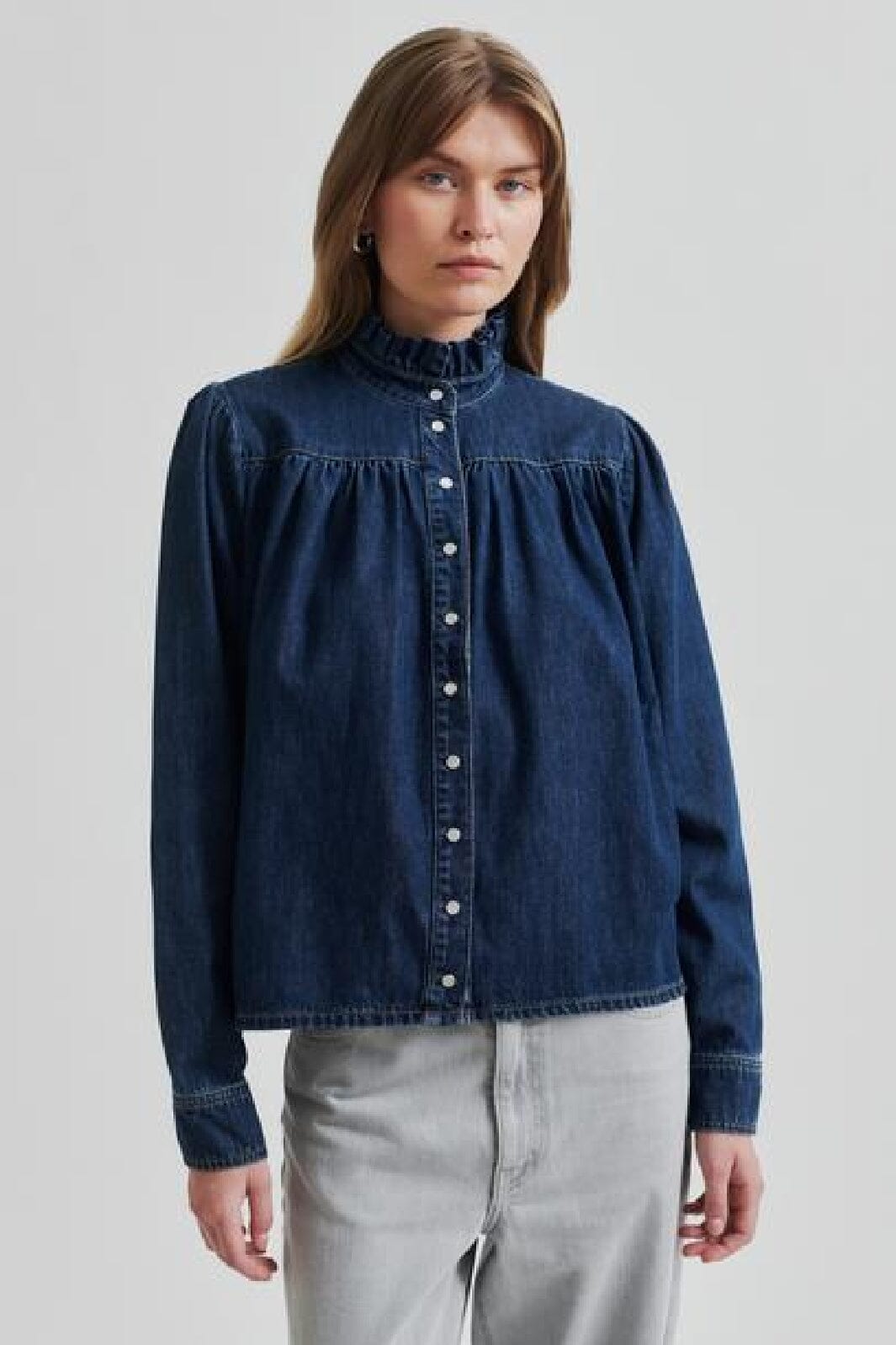 Second Female - Mina Denim Shirt 59309 - 5997 Blue denim