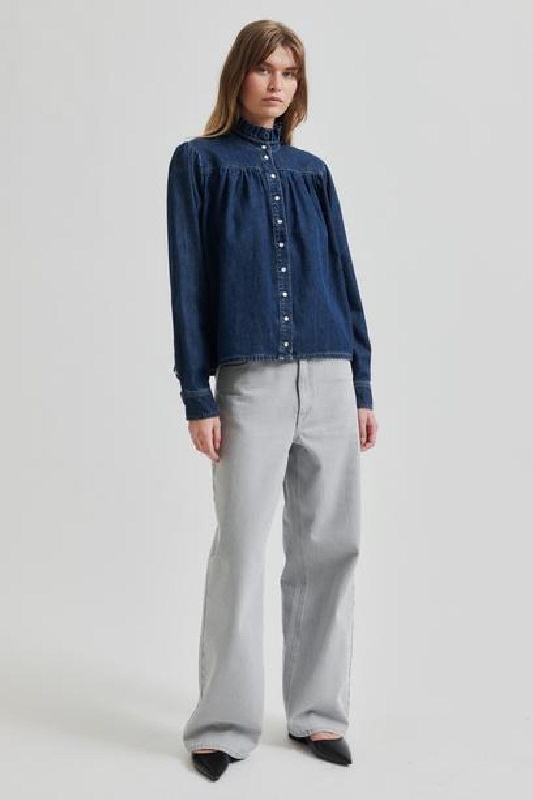 Second Female - Mina Denim Shirt 59309 - 5997 Blue denim