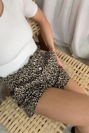 A-bee - Evaelle leopard print cotton shorts ME - Beige