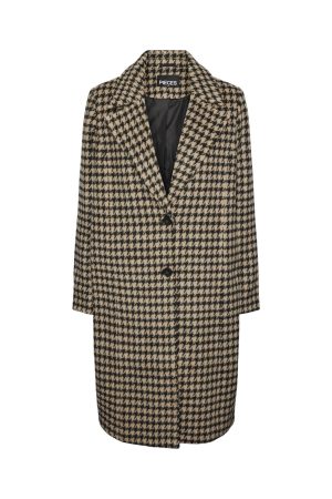 Pieces - Pcandrea Check Jacket Mm - 4533486 Black Silver Mink Houndstooth Online Hot Salg