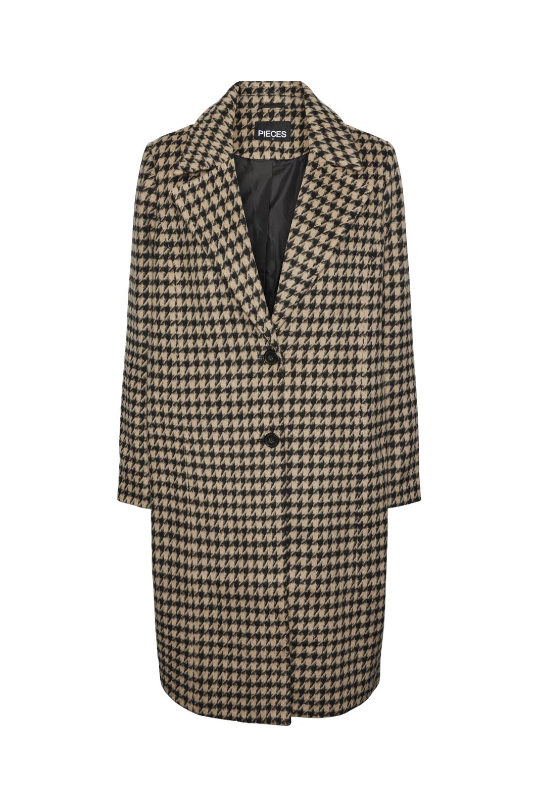 Pieces - Pcandrea Check Jacket Mm - 4533486 Black Silver Mink Houndstooth Online Hot Salg