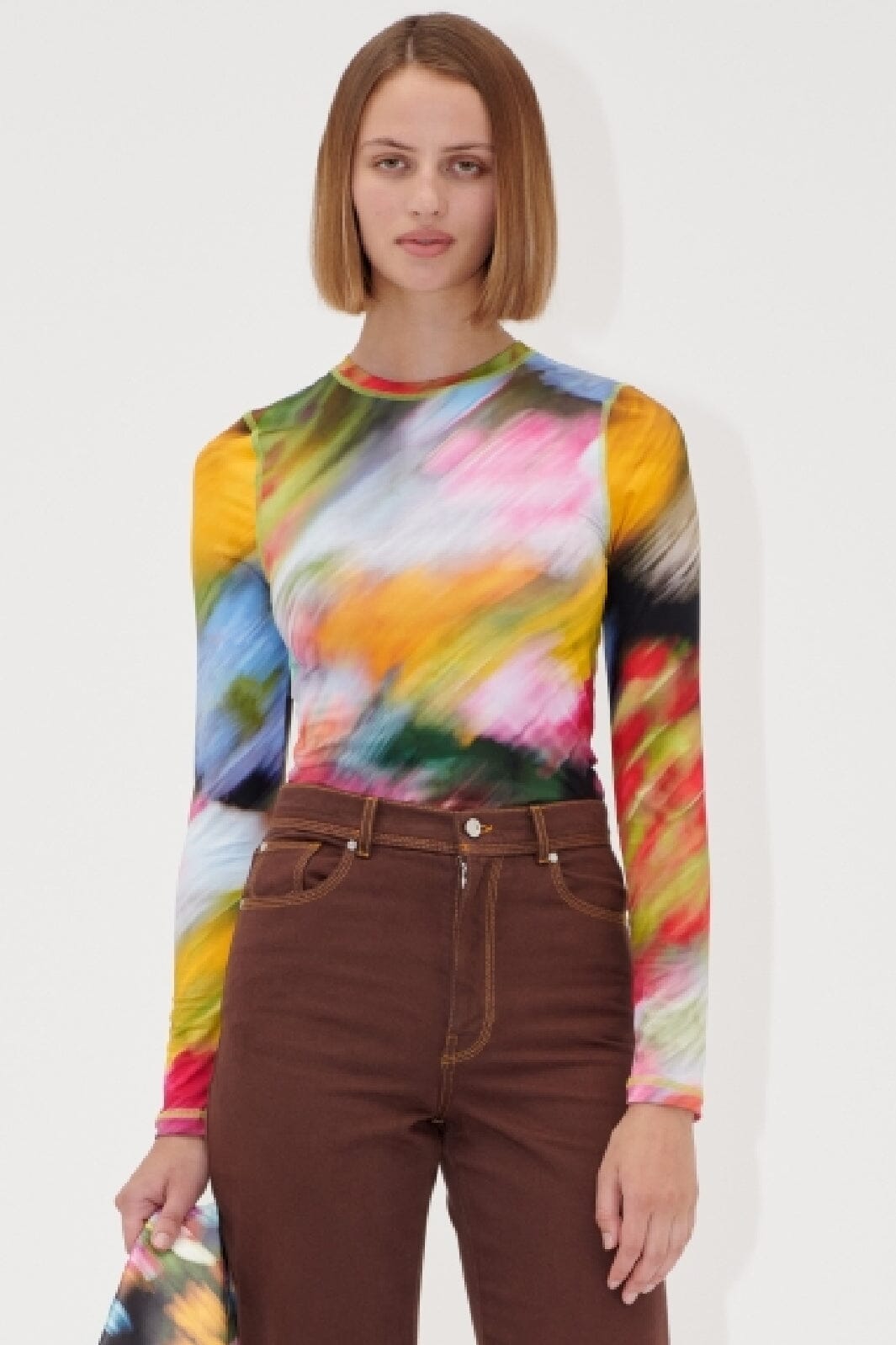 Stine Goya - 2244 Stocking Jersey, Elastic Long Sleeve Top sg-ss25-t007-2244 - Liquid Floral Online
