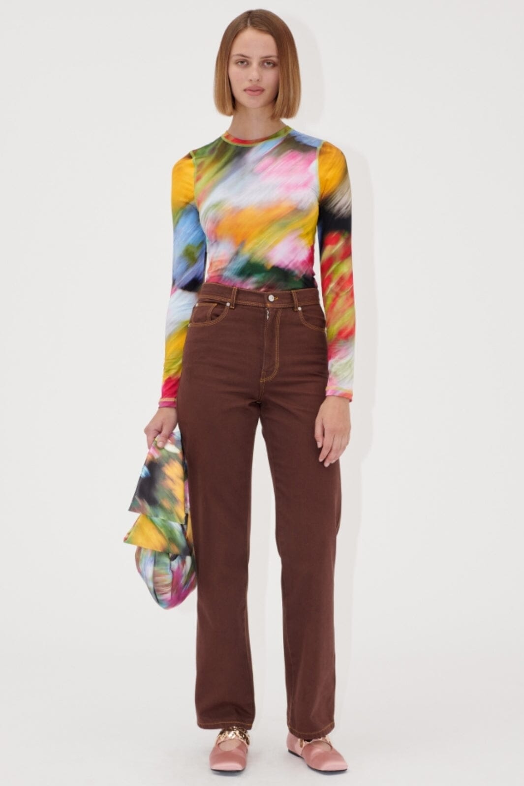 Stine Goya - 2244 Stocking Jersey, Elastic Long Sleeve Top sg-ss25-t007-2244 - Liquid Floral Online