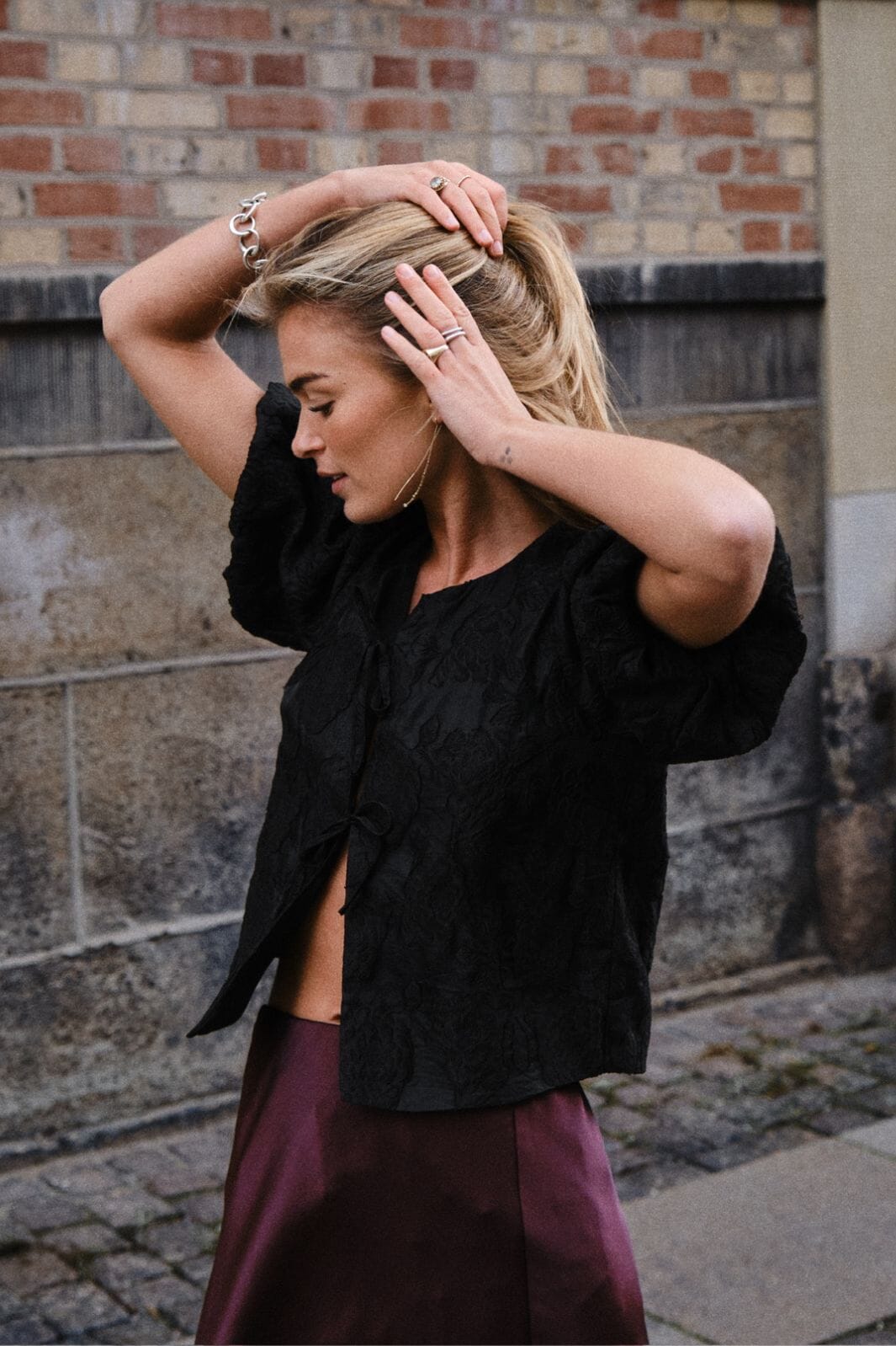 Forudbestilling - Neo Noir - Aska Jacquard Blouse - Black