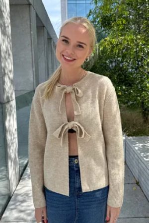 Pieces - Pcsilly Ls Reversible Tie Knit - 4516395 White Pepper Melange