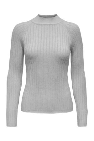 JDY - JDYmagda L/S Rib Pullover Knt - 4610002 Light Grey Melange