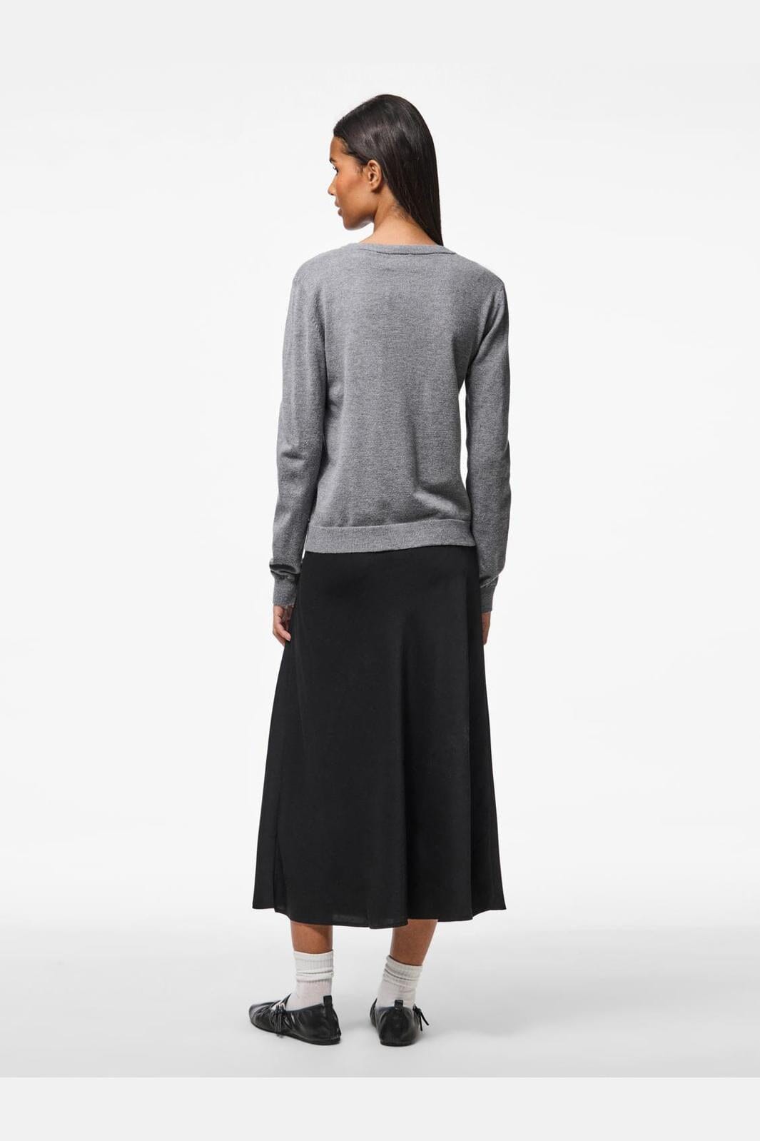Pieces - Pcnora Ls O-Neck Knit Cardigan - 4640539 Medium Grey Melange Mode