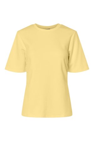 Forudbestilling - Pieces - Pcskylar Ss Split Tee - 4905152 Pale Banana