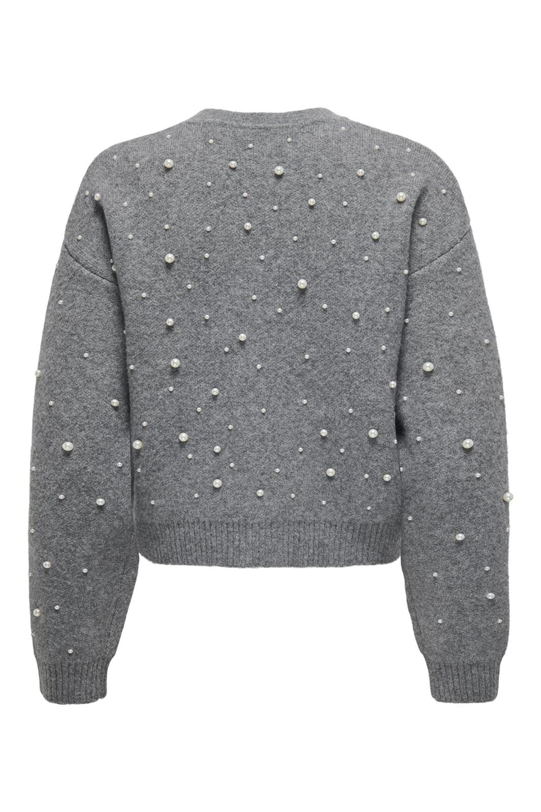 Only - Onlfranka Life Ls Pearl Bomber Knt 15334886 - 4632342 - Medium Grey Melange White Pearls Mode