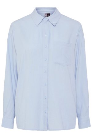 Pieces - Pcpia Ls Loose Shirt - 4648858 Cashmere Blue Hot på udsalg