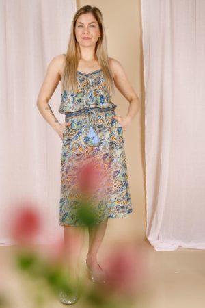 Black Colour - Bcluna Regular Midi Skirt - Botanical Blue