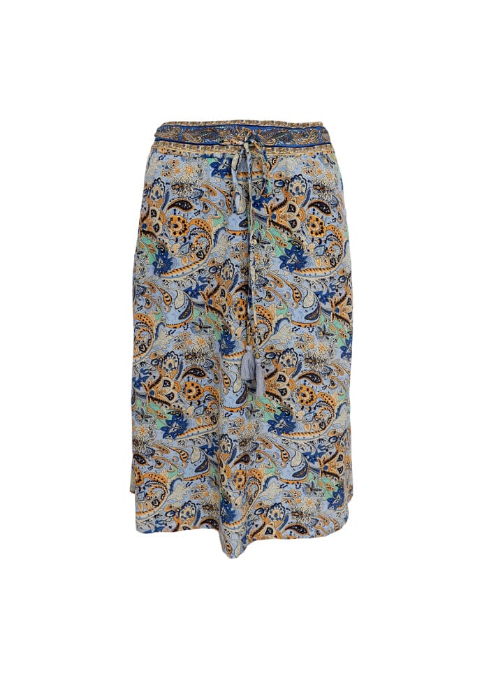 Black Colour - Bcluna Regular Midi Skirt - Botanical Blue