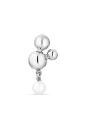 Jane Kønig - Atomic Stud w. pearl pendant - Forsølvet på udsalg
