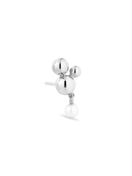 Jane Kønig - Atomic Stud w. pearl pendant - Forsølvet på udsalg