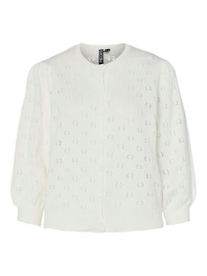 Pieces - Pcsua 3/4 Sleeve O-Neck Knit Cardigan - 4698645 Cloud Dancer