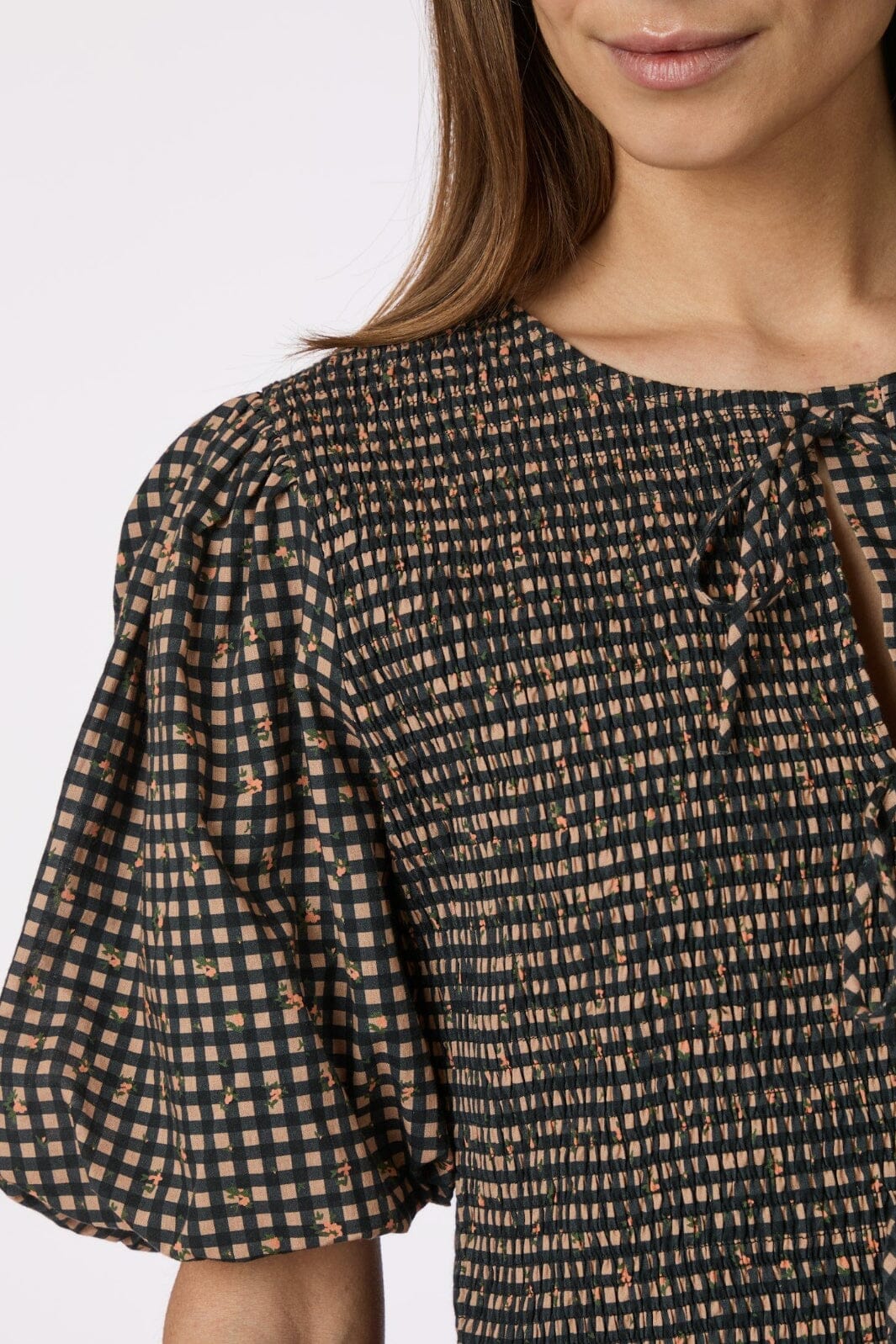 Neo Noir - Auda Check Smock Dress 165419 - 100 - Black Online salg