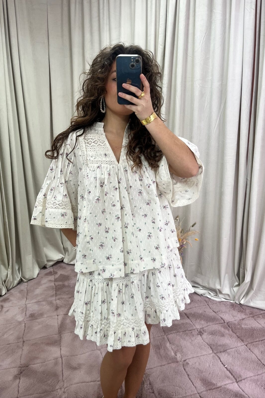 Neo Noir - Callia Dobby Flower Skirt 165280 - 121 - Off White