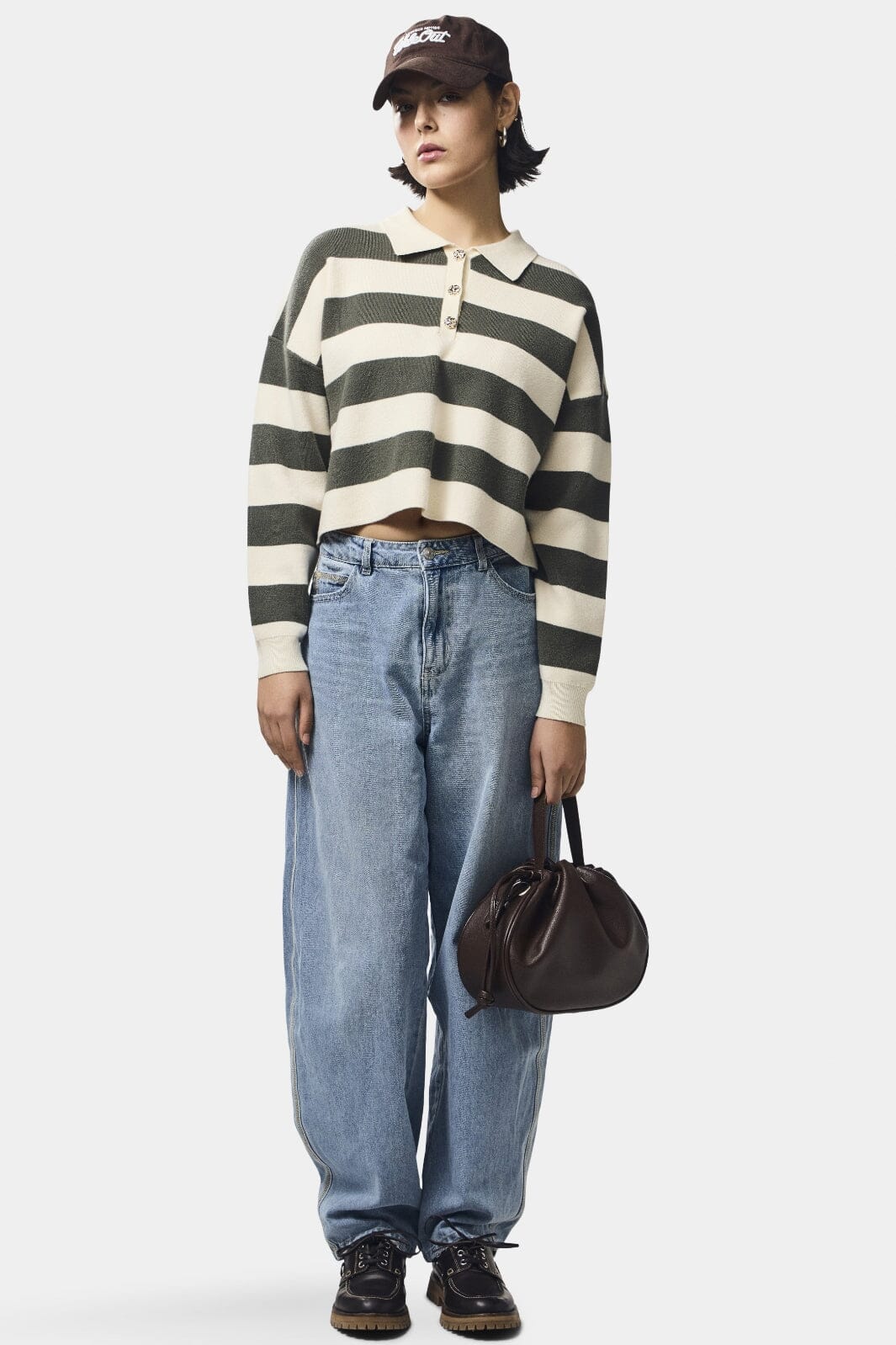 Pieces - Pcjassy Ls Short Polo Knit Fsy - 4844002 Hunter Green Cloud Dancer