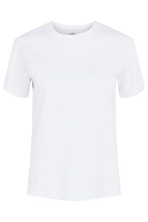 Pieces - PcRia SS Fold Up Tee - Bright white