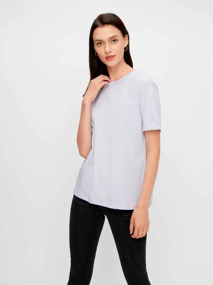 Pieces - PcRia SS Fold Up Tee - Bright white