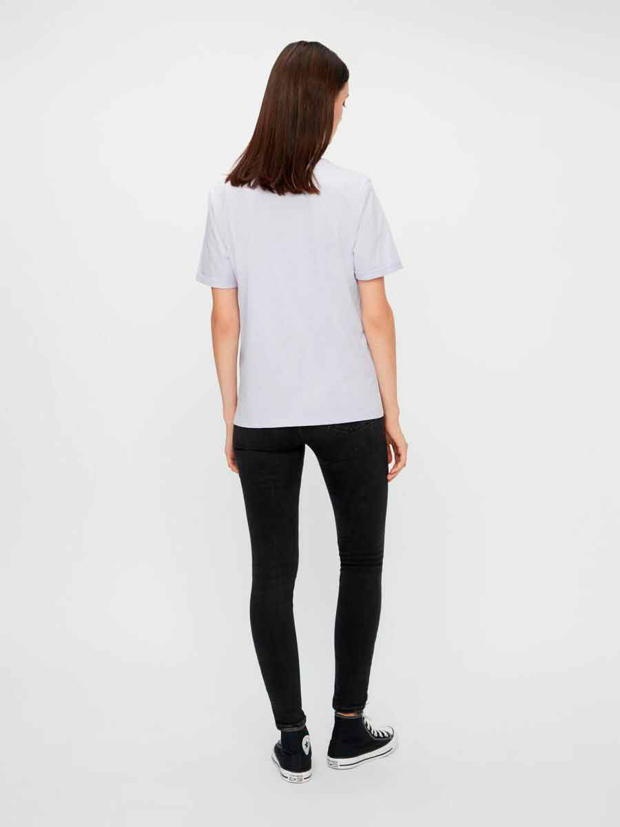 Pieces - PcRia SS Fold Up Tee - Bright white