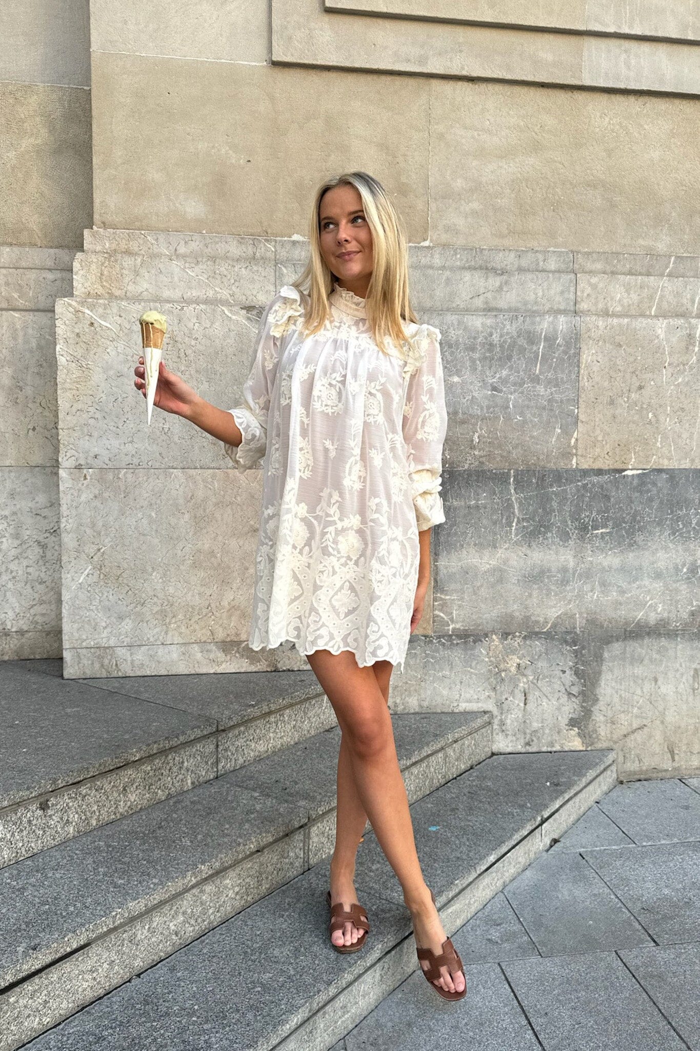 Forudbestilling - BYIC - Ellinoric Lace Dress - vw Vintage White