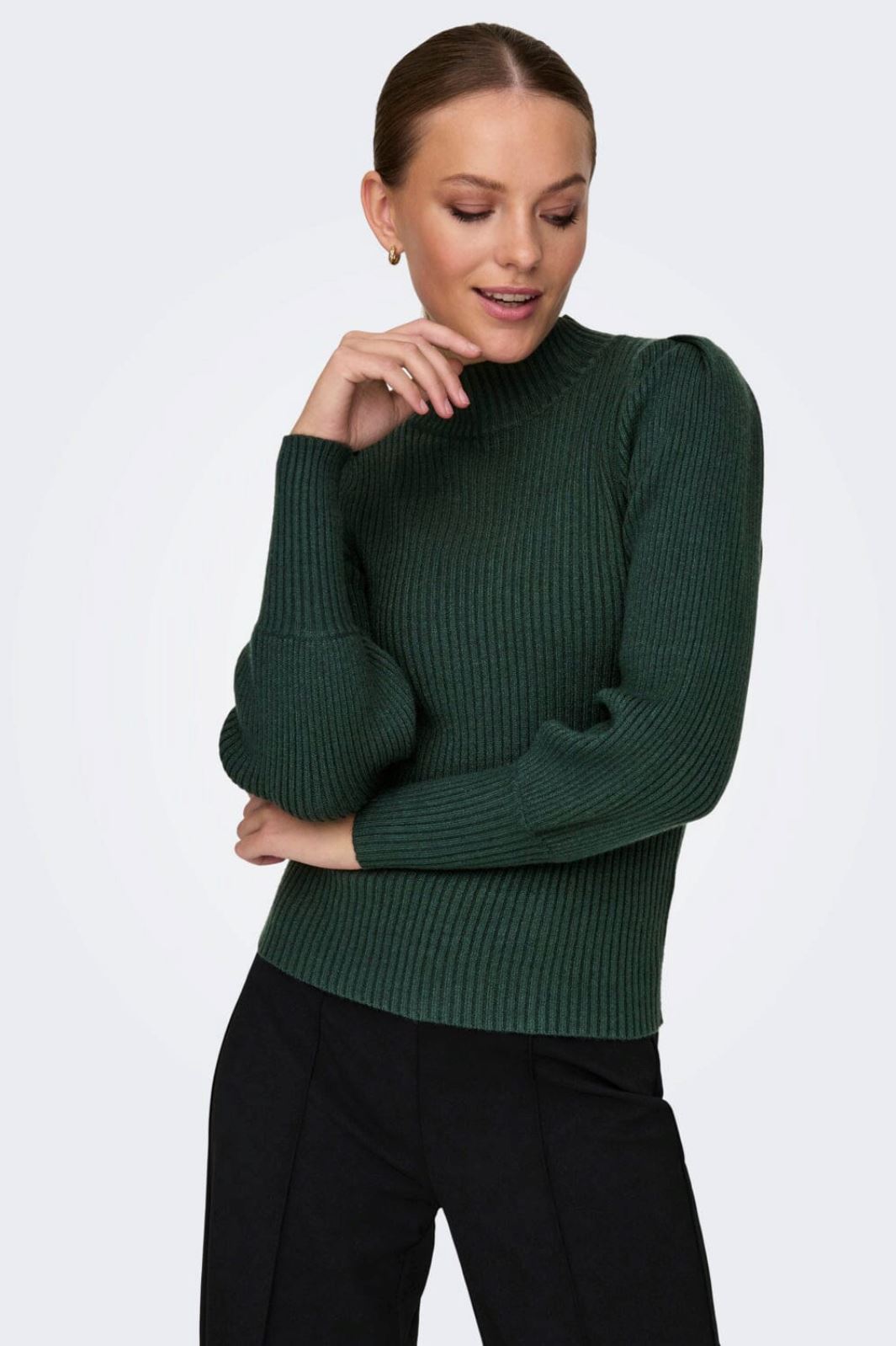 Only - Onlkatia L/S Highneck Pullover Knt - 4339995 June Bug