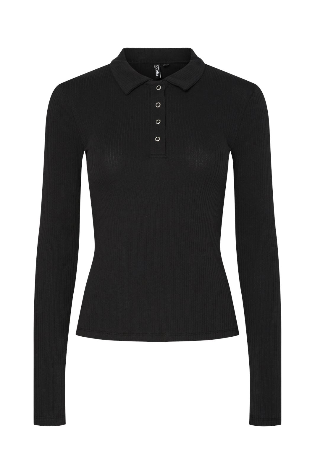 Pieces - Pckitte Ls Polo Top Kca - 4789973 Black Online salg