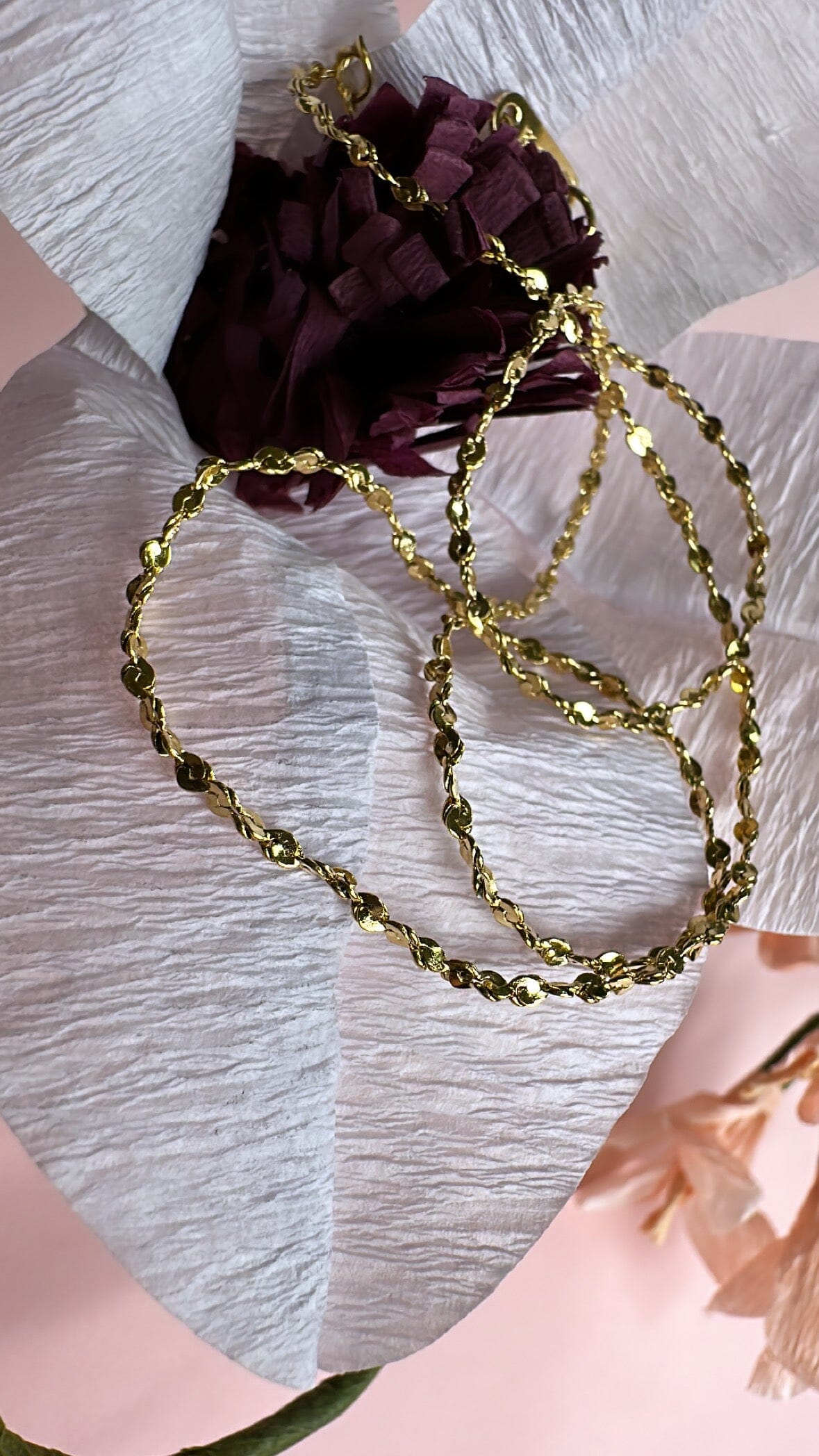 Mellow Moon - Twisted Ball Necklace - Forgyldt