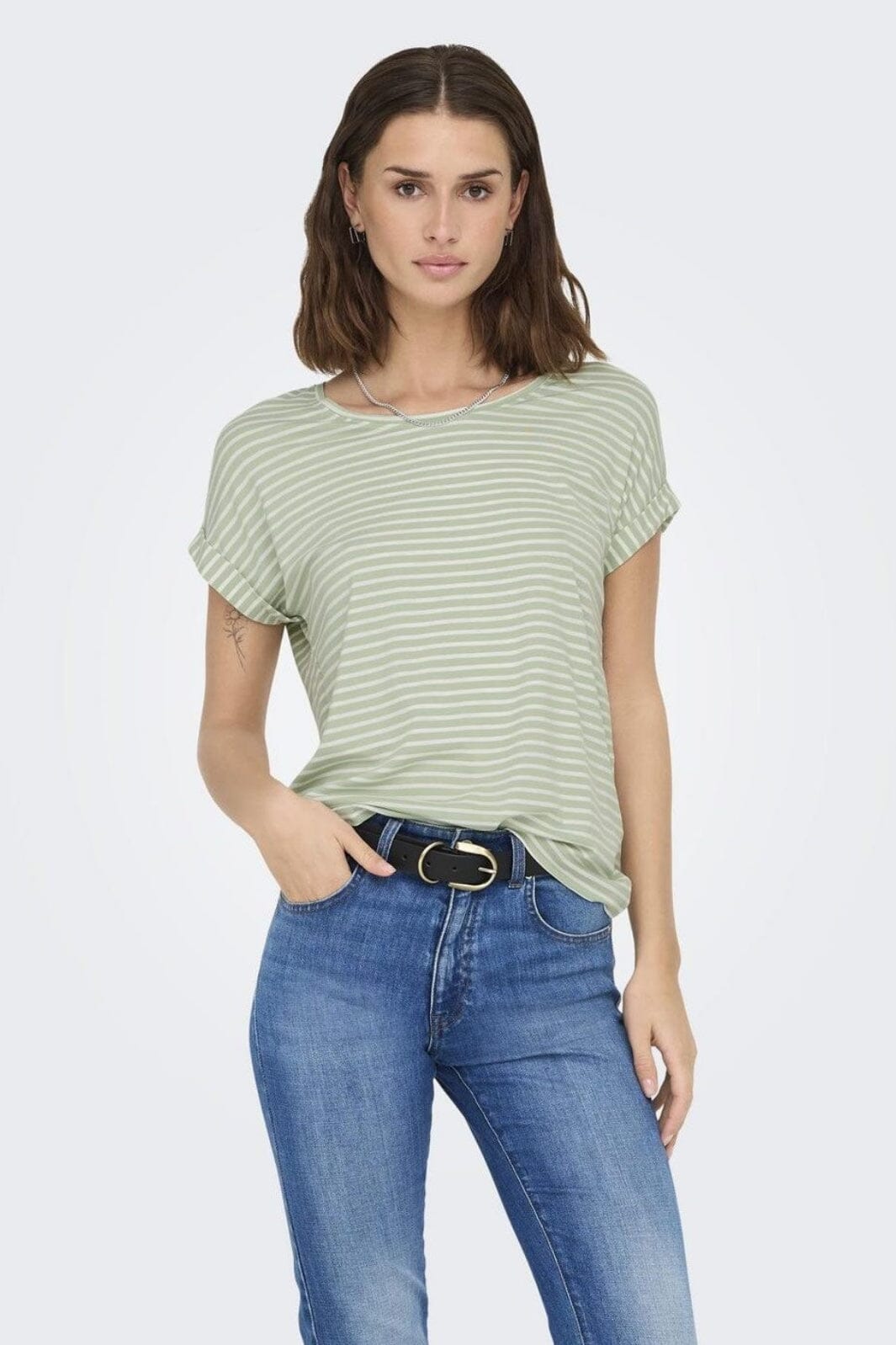 only-onlmoster-stripe-s-s-o-neck-top-4693929-laurel-green-cloud-dancer_1.jpg Only - Onlmoster Stripe S/S O-Neck Top - 4693929 Laurel Green Cloud Dancer Online nu
