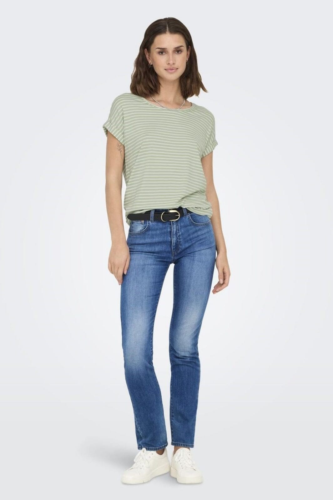 only-onlmoster-stripe-s-s-o-neck-top-4693929-laurel-green-cloud-dancer_2.jpg Only - Onlmoster Stripe S/S O-Neck Top - 4693929 Laurel Green Cloud Dancer Online nu