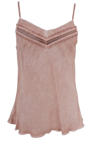 Black Colour - Bclou Satin Strap Top - Rose