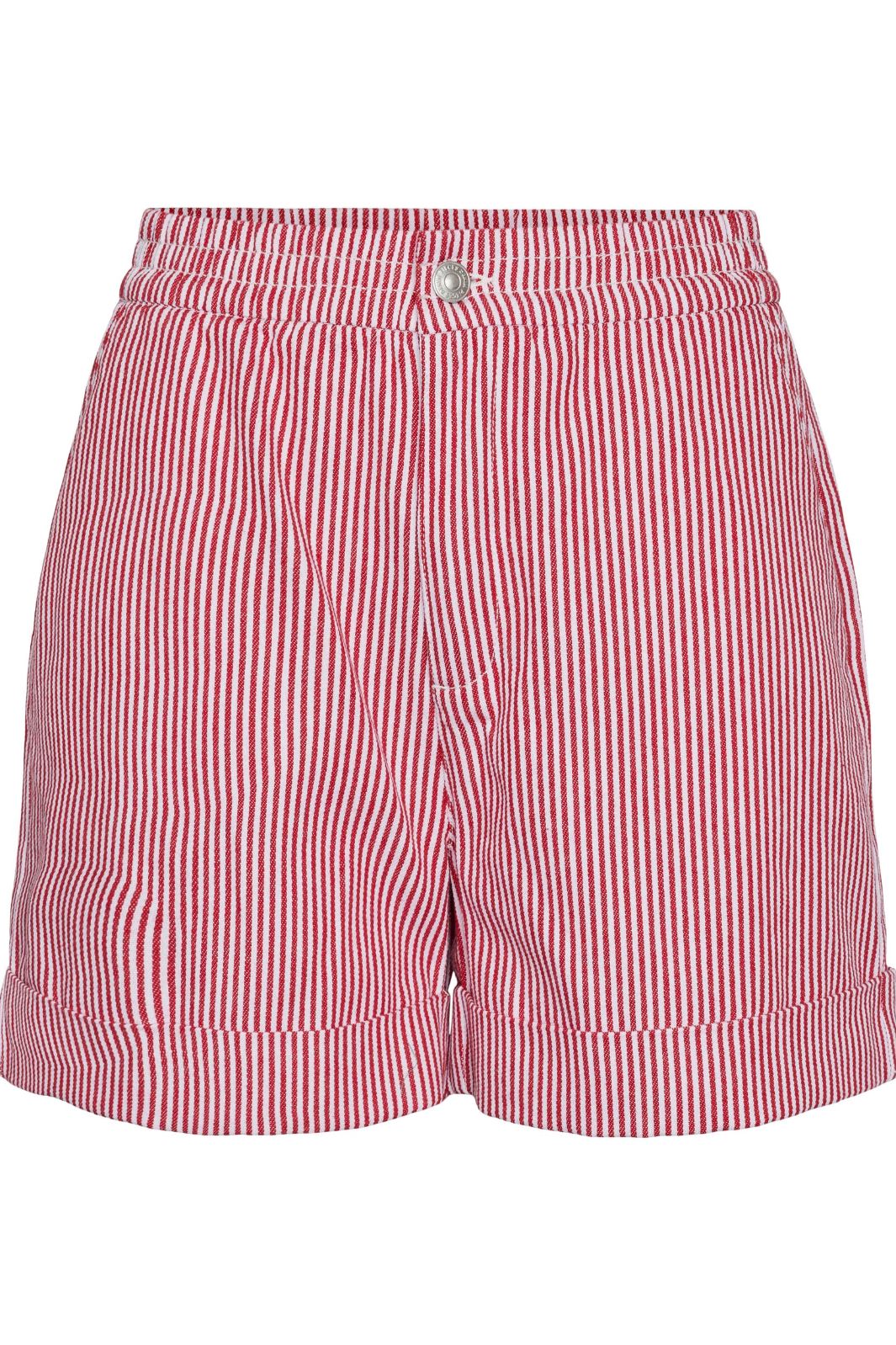 Forudbestilling - Pieces - Pcallo Fold Up Shorts - 4464990 Salsa Cloud Dancer Stripes