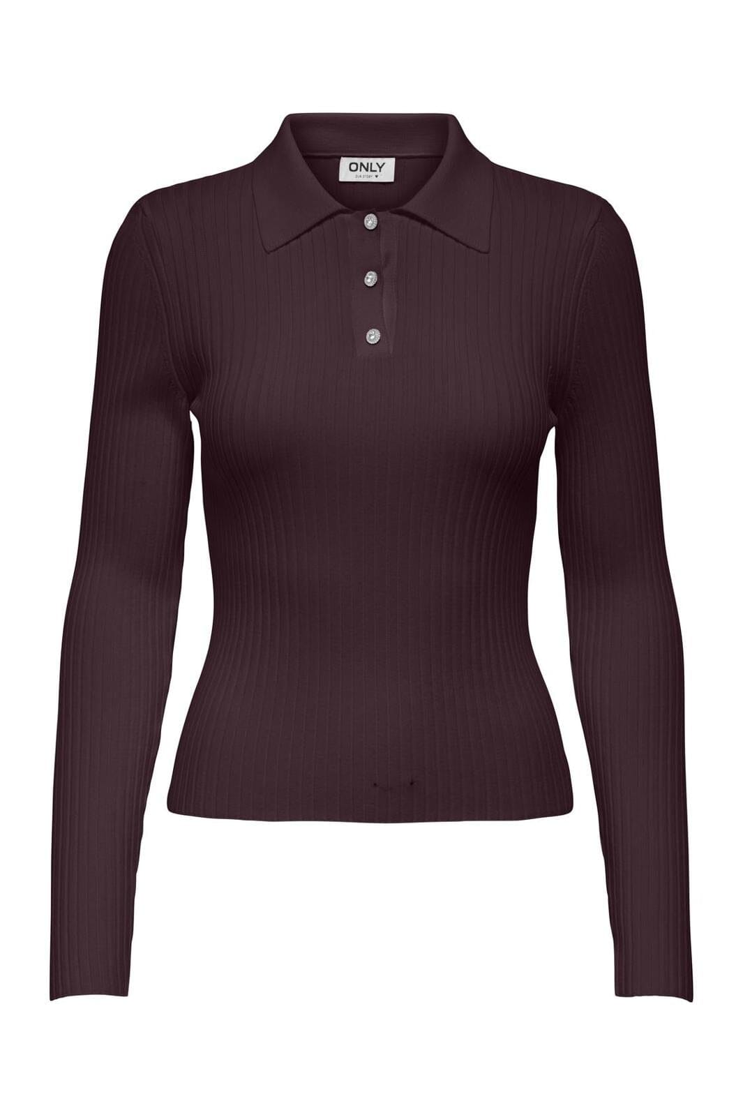 Only - Onlelisa L/S Rib Polo Knt - 4830988 Winetasting på udsalg