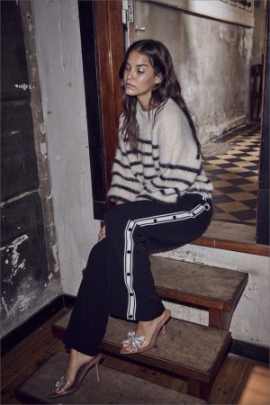 Co´couture - Coraliecc Crop Stripe O-Knit 32156 - 19996 Boneblack