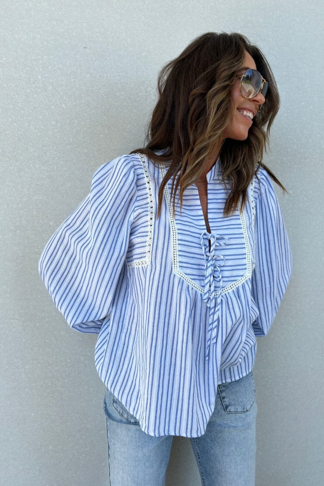 Gossia - Mowago Blouse G2270 - Blue Stripes