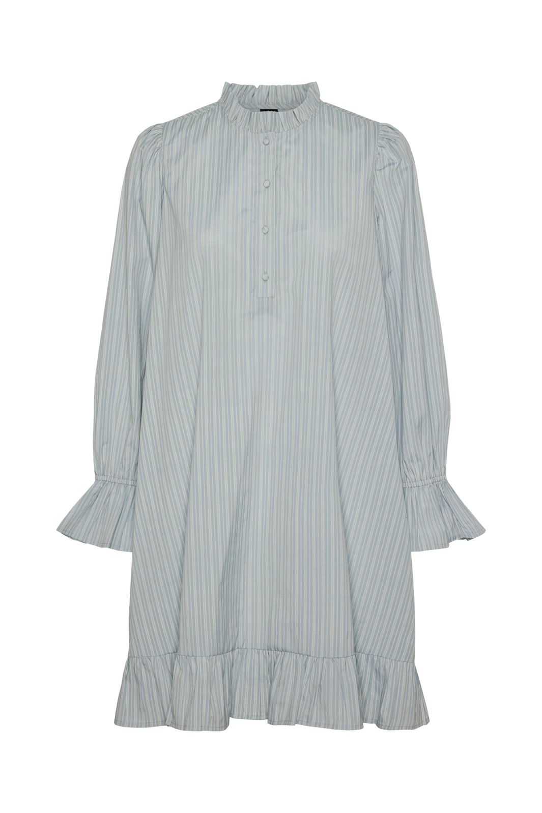 Pieces - Pcassra Ls Short Dress - 4598988 Blue Bell Bright White Online