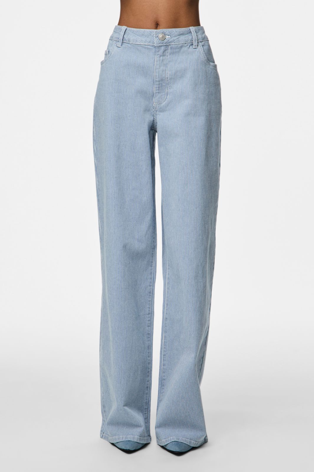 Pieces - Pcbillo Wide Denim Jeans - 4819963 Light Blue Denim White Stripes