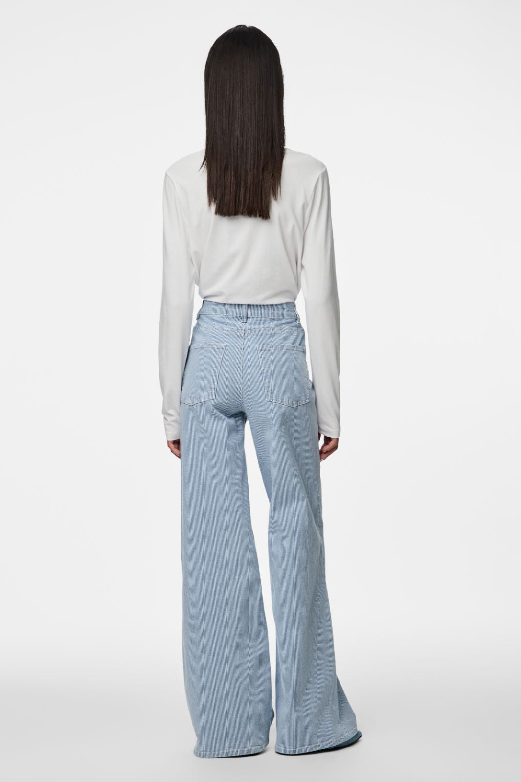 Pieces - Pcbillo Wide Denim Jeans - 4819963 Light Blue Denim White Stripes