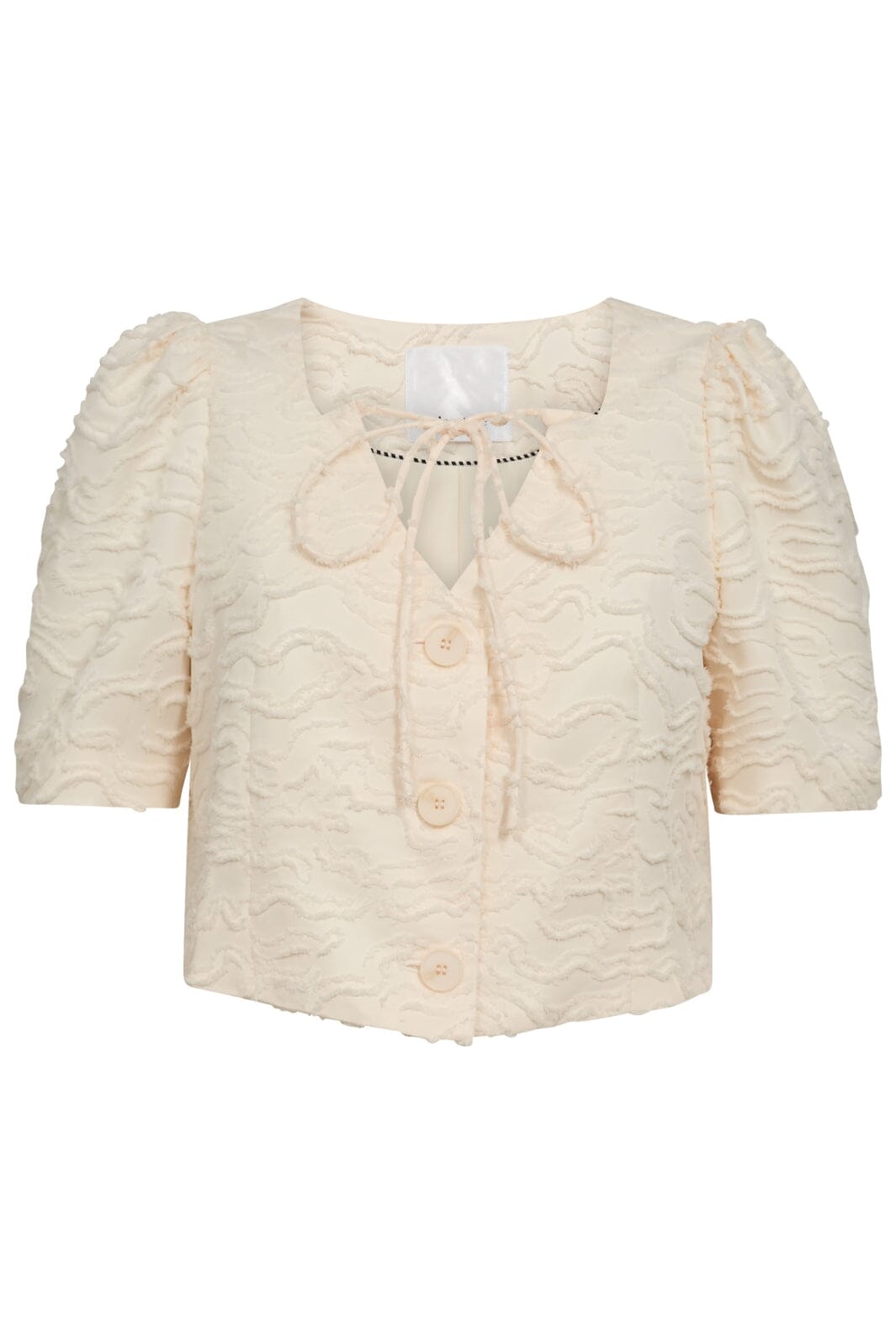 Co´Couture - Rachelcc Crop Tie Ss Shirt 35801 - 199 - Bone Hot på udsalg