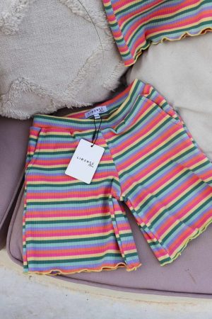 Forudbestilling - Liberte Ami - Natalia-Shorts-Kids 21234 - Multi Orange Pink Stripe