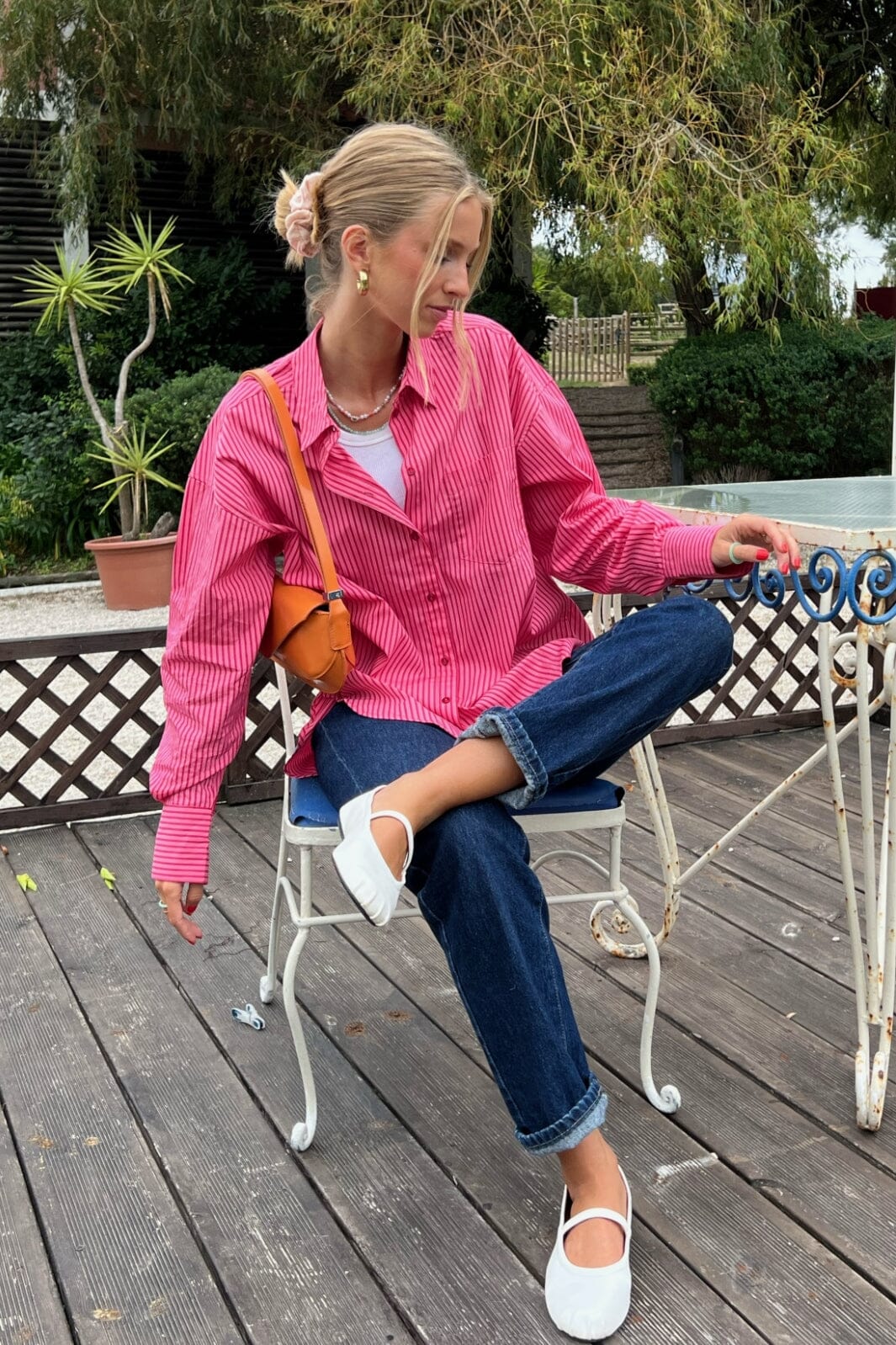 Forudbestilling - Jjxx - Jxjamie Ls Relaxed Poplin Shirt - 4235856 Cerise Stripe