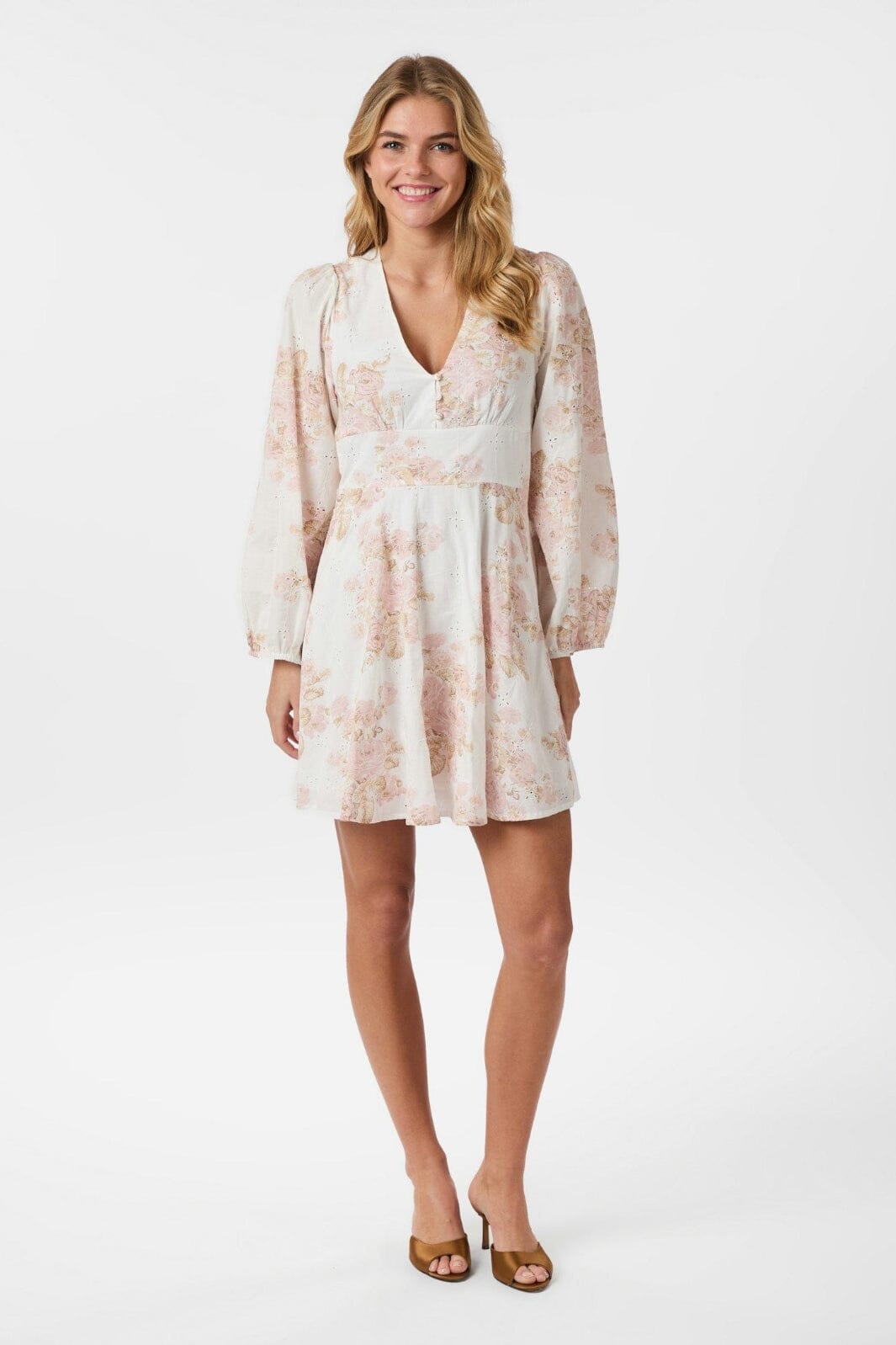 Forudbestilling - Neo Noir - Milly Emb Rose Dress 165099 - 630 - Dusty Rose